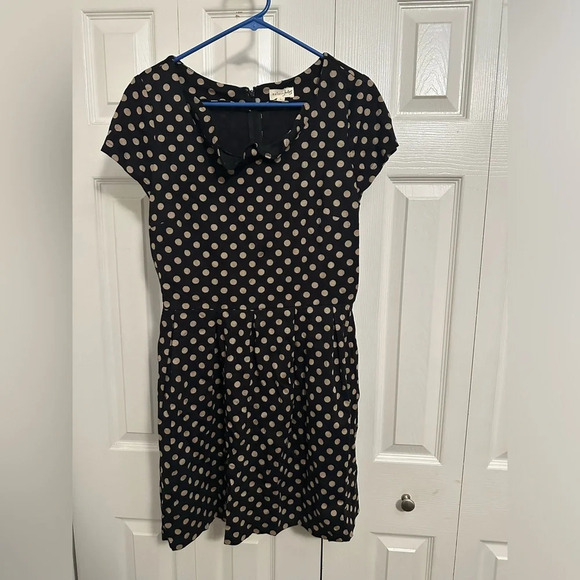 Maison Jules Black Polka Dot Dress Size Large - Picture 1 of 5